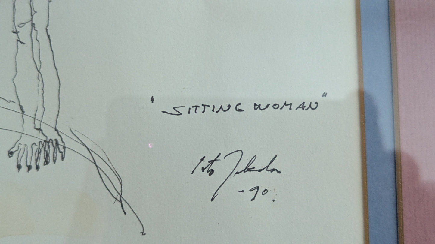 Isto Jakola - Sitting Woman (Signeerattu Sekatekniikka 1990)