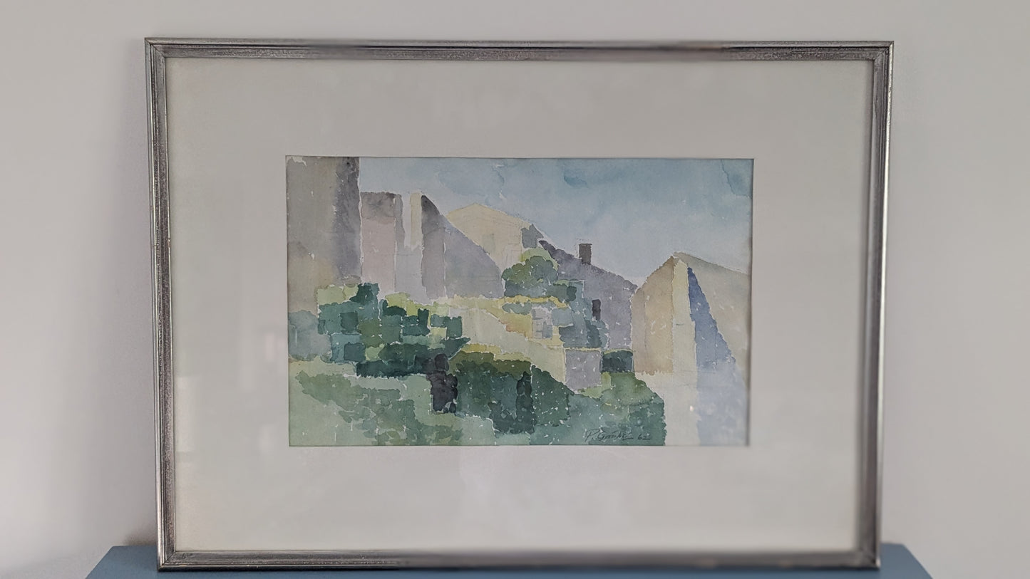 Paul Grönholm - Signeerattu Akvarellimaalaus (1962)