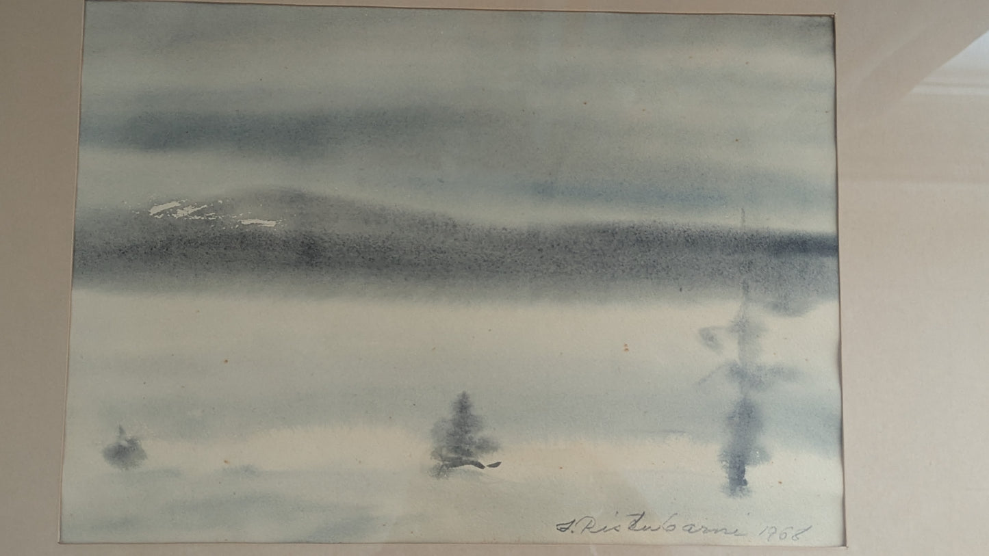 Irian Ristubarni / Yrjö Ahola - Signeerattu Akvarellimaalaus (1968)