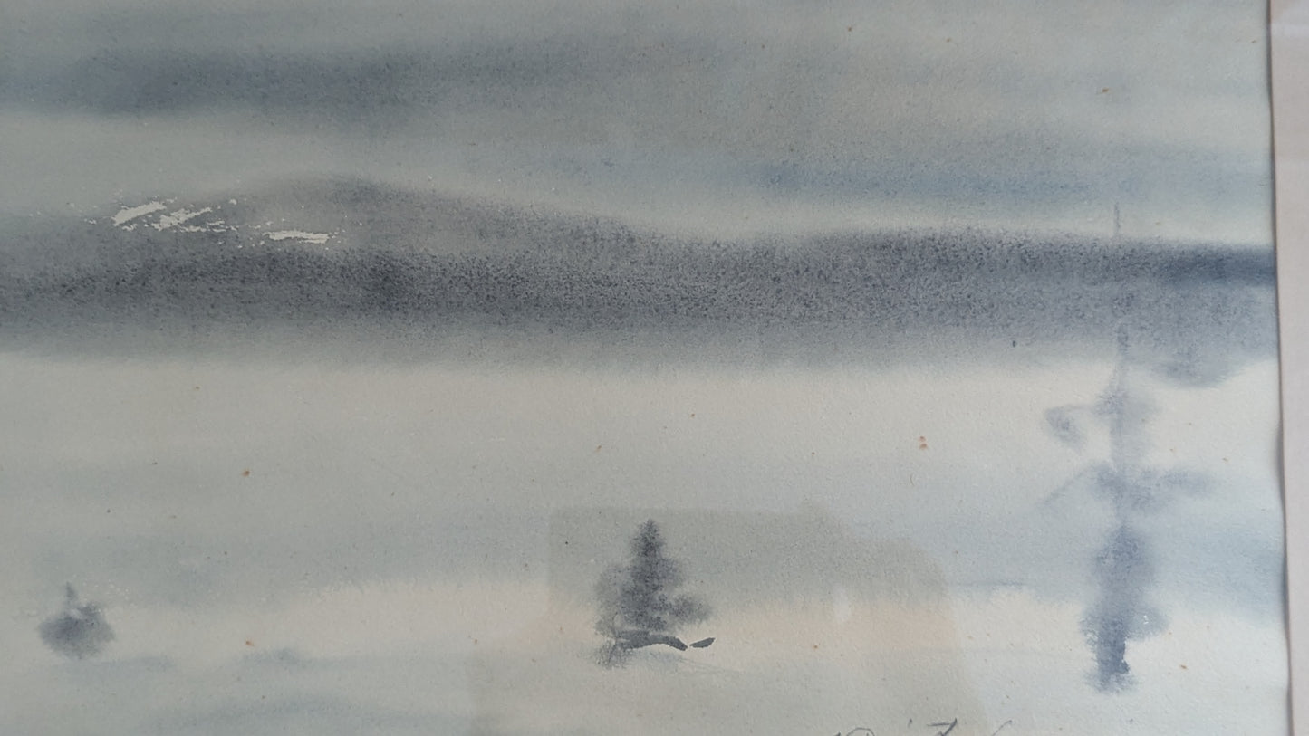 Irian Ristubarni / Yrjö Ahola - Signeerattu Akvarellimaalaus (1968)