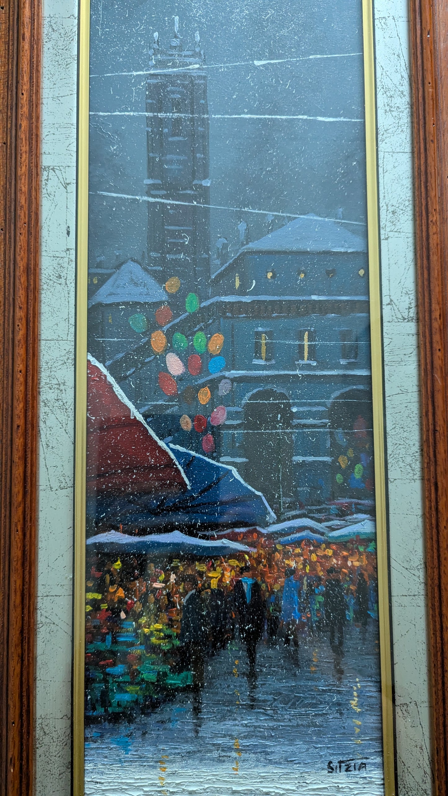 Sitzia Salvatore - Mercato a Milan (Signeerattu Öljyvärimaalaus)