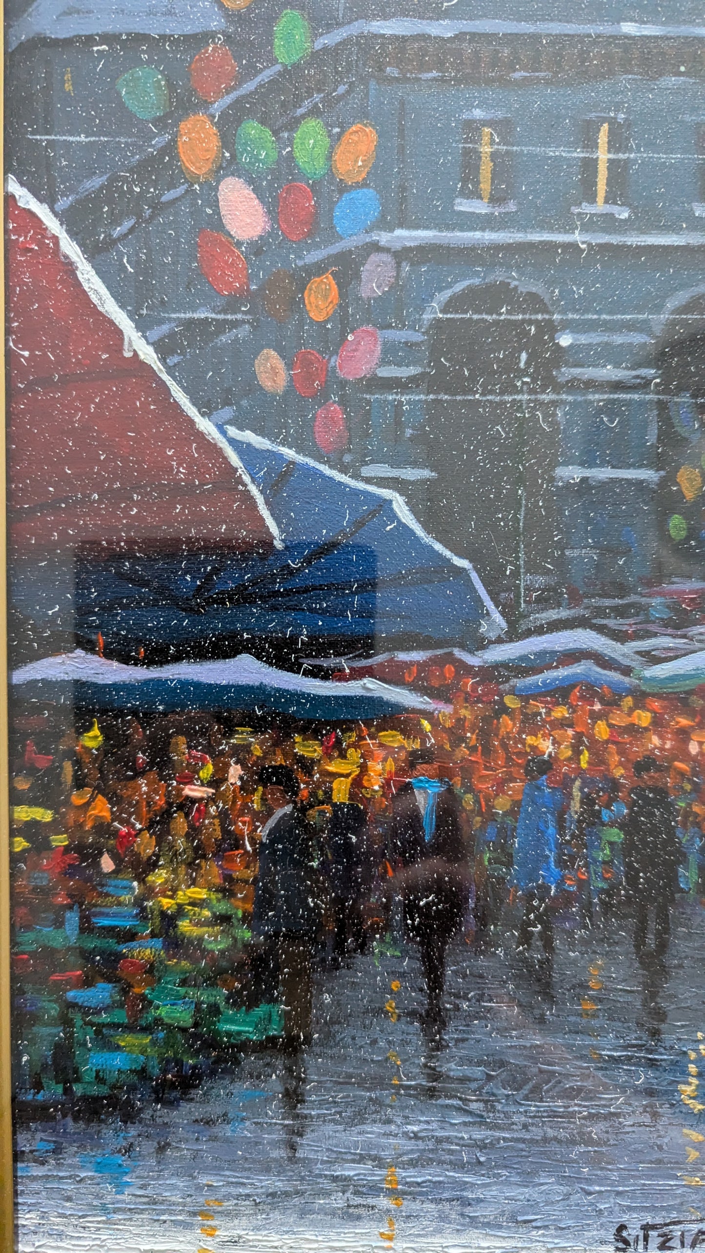 Sitzia Salvatore - Mercato a Milan (Signeerattu Öljyvärimaalaus)