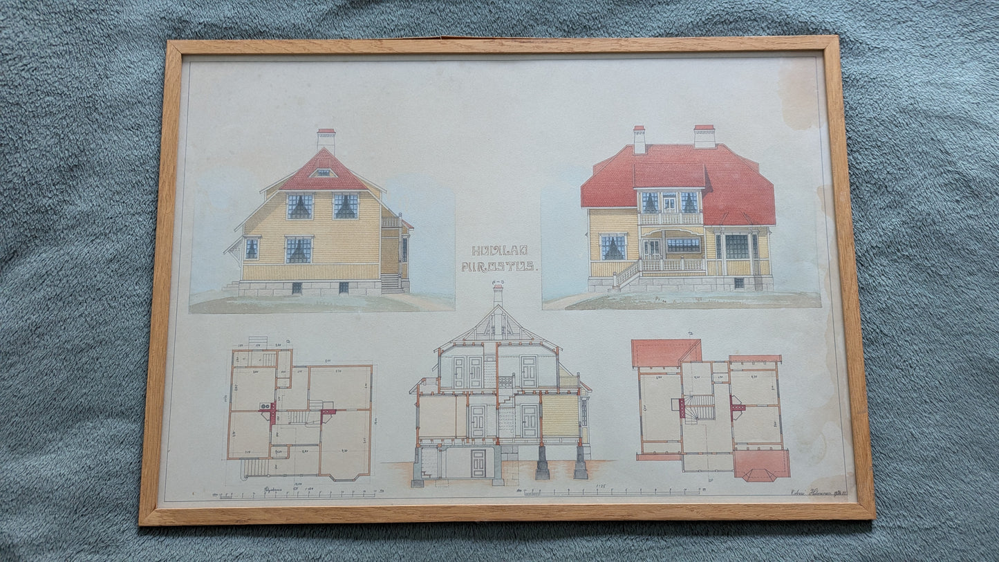 Oskari Helminen - Huvilan Piirustus (Päiväys 1.12.1911)