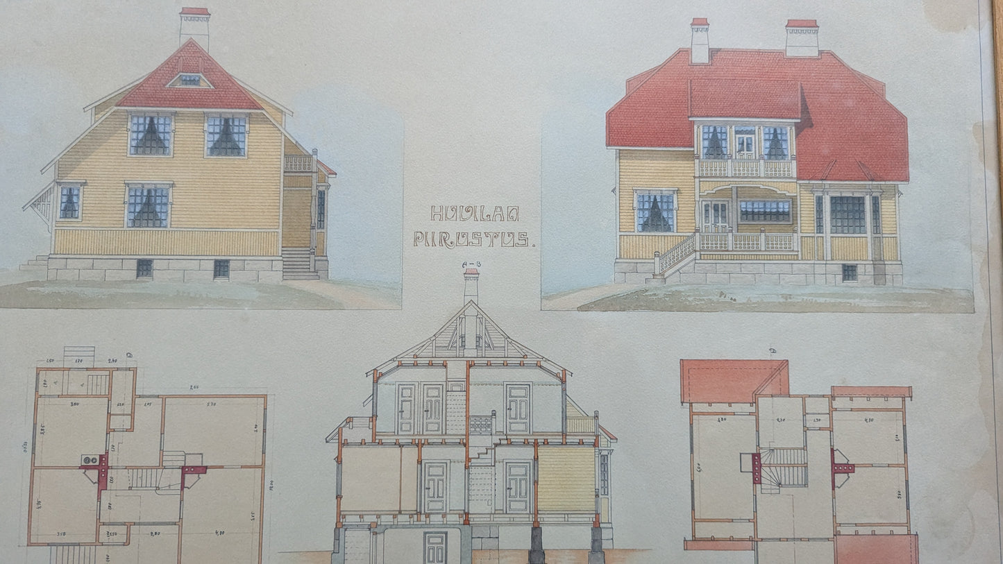 Oskari Helminen - Huvilan Piirustus (Päiväys 1.12.1911)