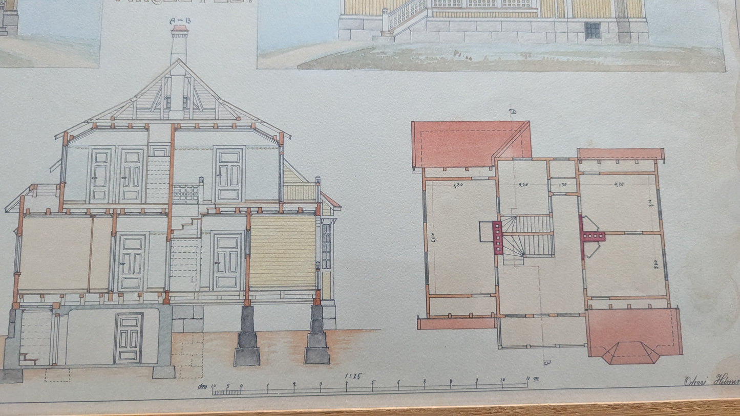 Oskari Helminen - Huvilan Piirustus (Päiväys 1.12.1911)