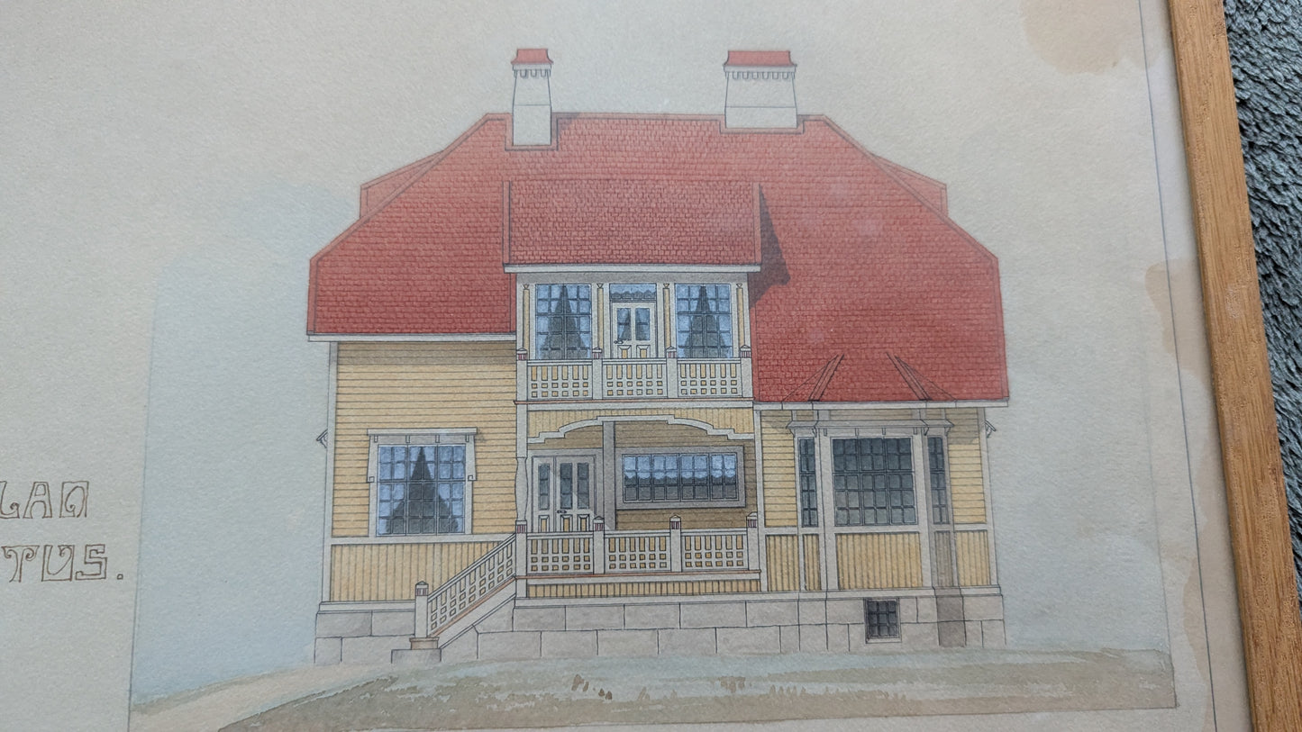 Oskari Helminen - Huvilan Piirustus (Päiväys 1.12.1911)