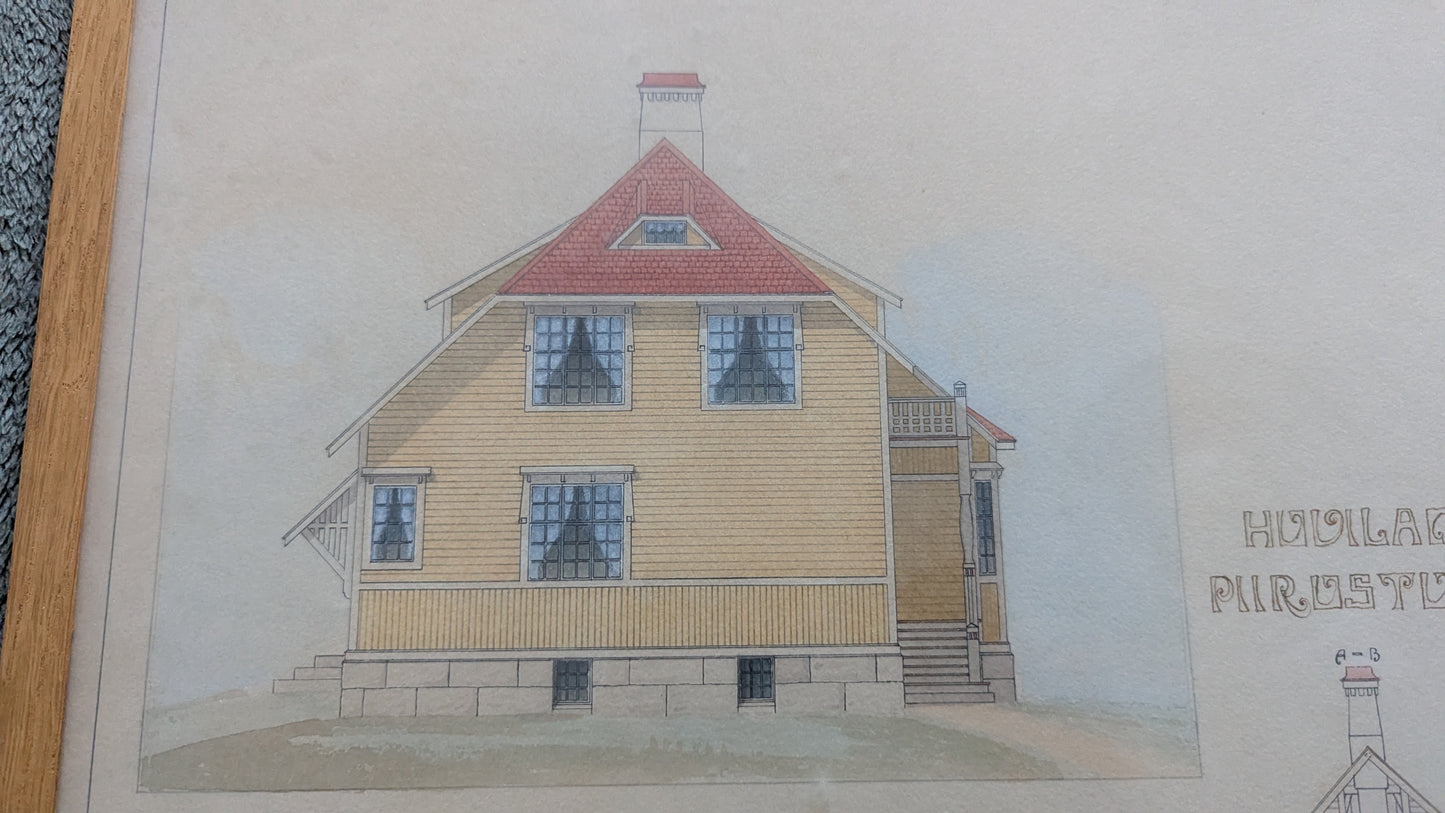 Oskari Helminen - Huvilan Piirustus (Päiväys 1.12.1911)