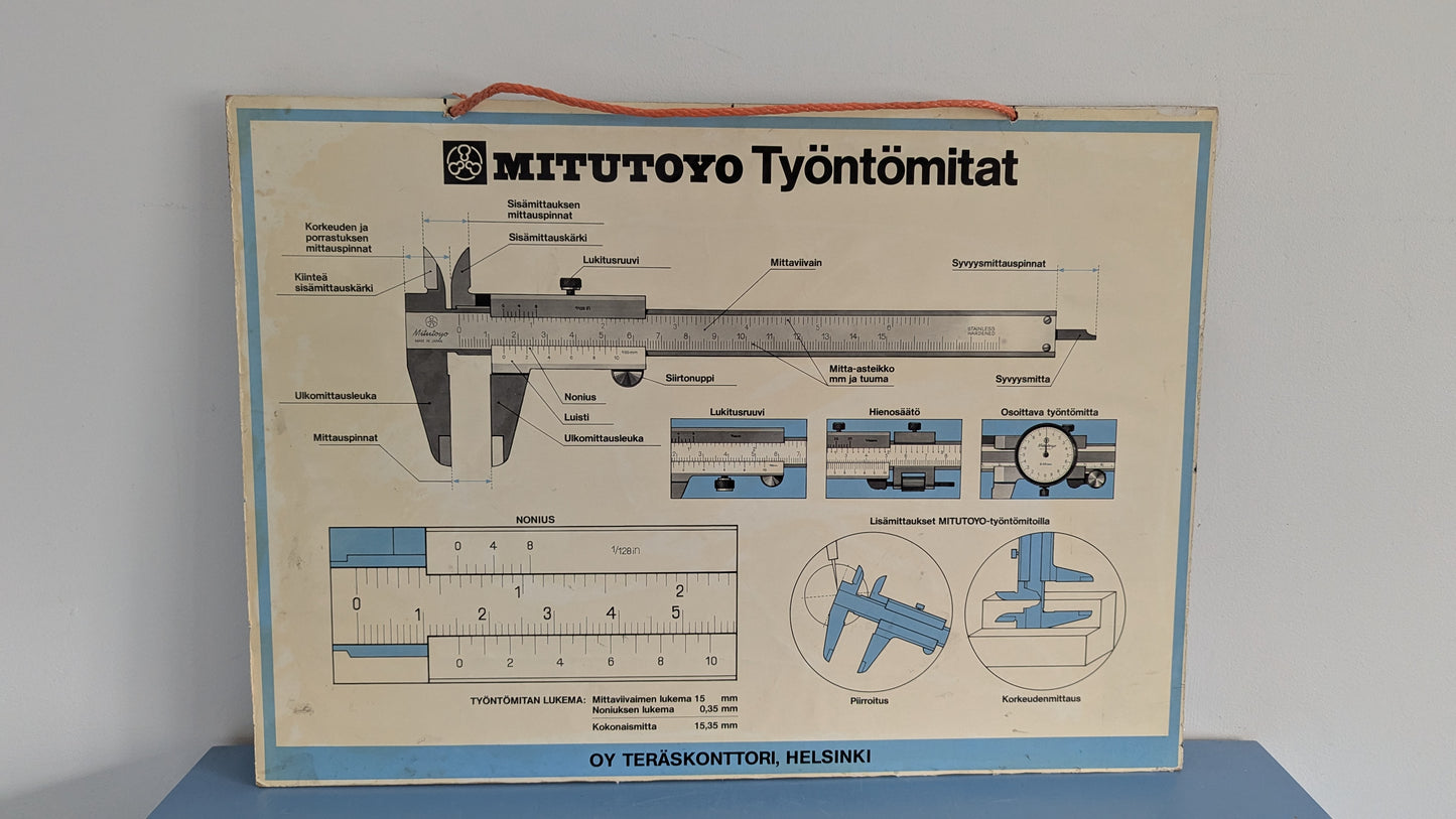 Opetustaulu - Mitutoyo, Kaarimikrometrit ja Työntömitat (Kaksipuoleinen)