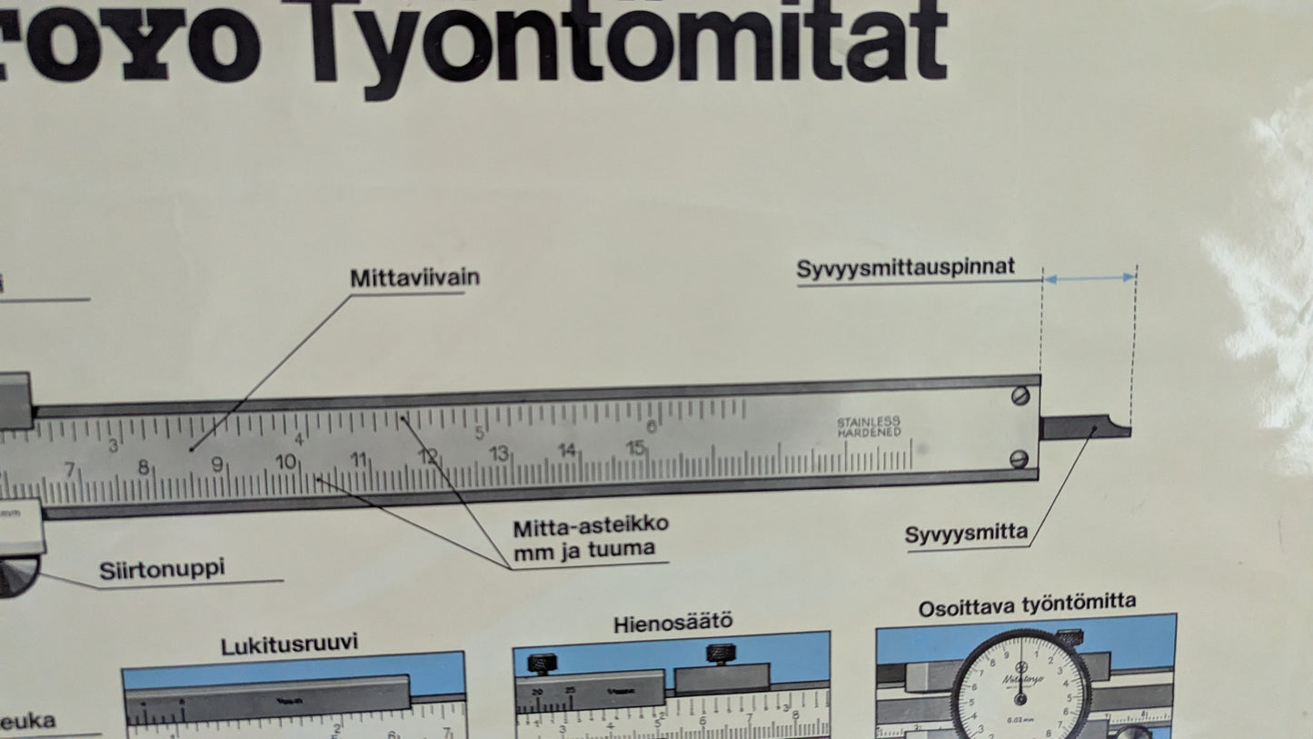 Opetustaulu - Mitutoyo, Kaarimikrometrit ja Työntömitat (Kaksipuoleinen)
