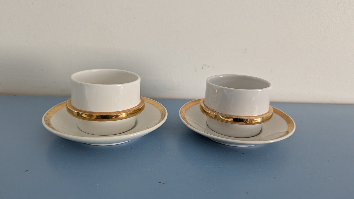 Arabia Kultavanne Mokka-astiasto Kahdelle Hengelle (4-osaa, 1966-1972, Göran Bäck)