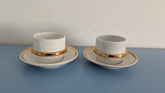 Arabia Kultavanne Mokka-astiasto Kahdelle Hengelle (4-osaa, 1966-1972, Göran Bäck)