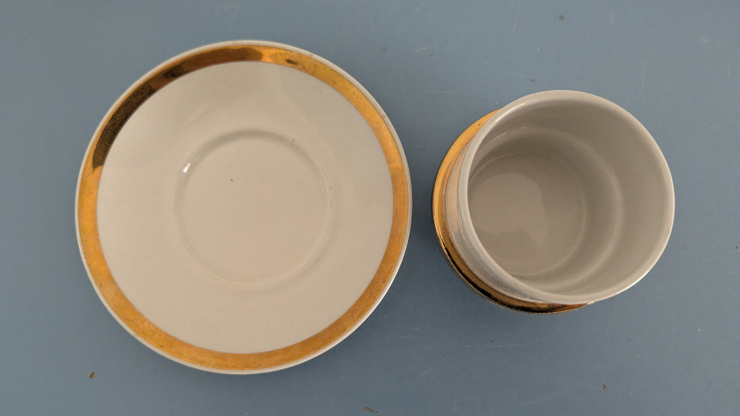 Arabia Kultavanne Mokka-astiasto Kahdelle Hengelle (4-osaa, 1966-1972, Göran Bäck)