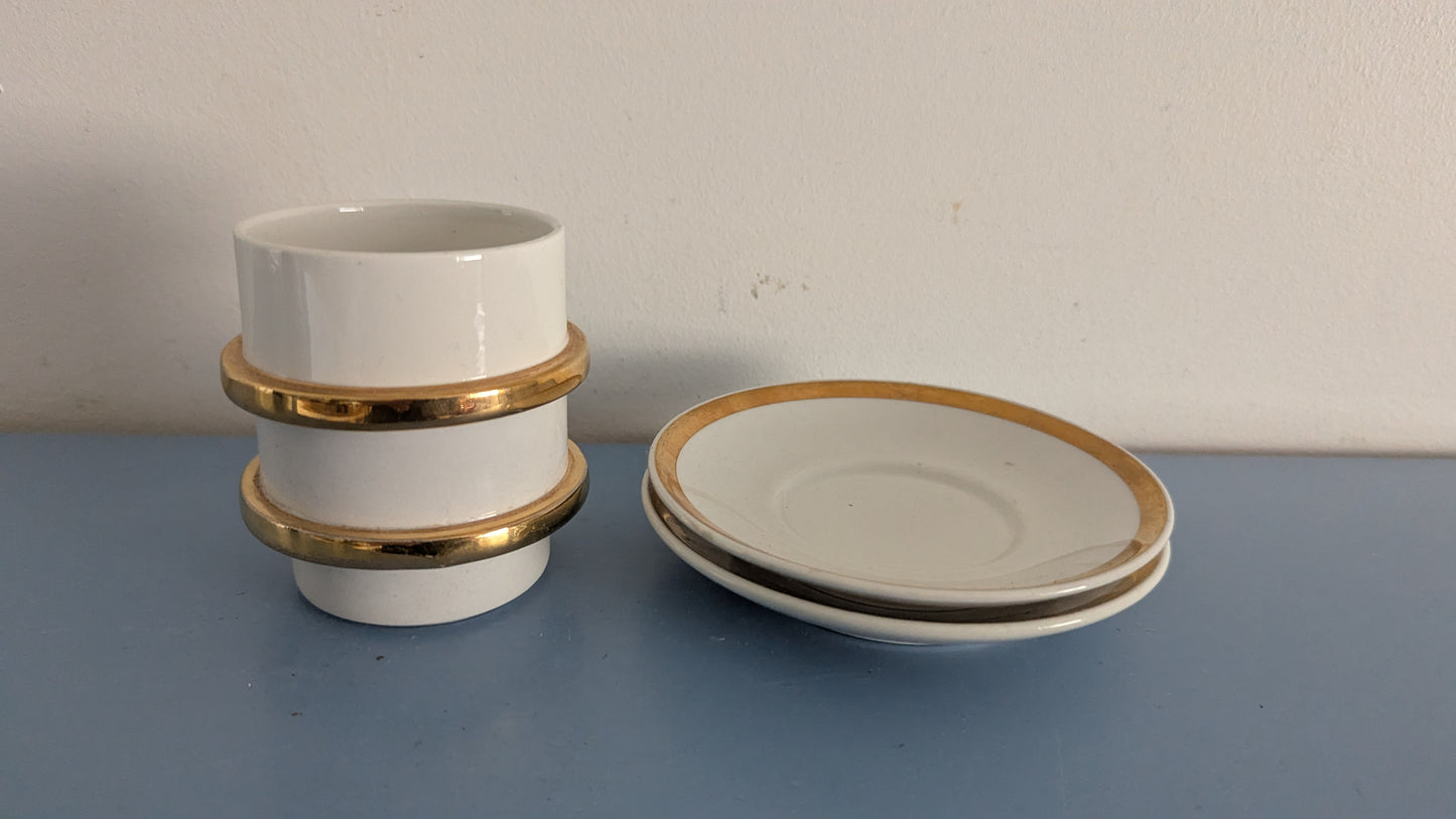 Arabia Kultavanne Mokka-astiasto Kahdelle Hengelle (4-osaa, 1966-1972, Göran Bäck)