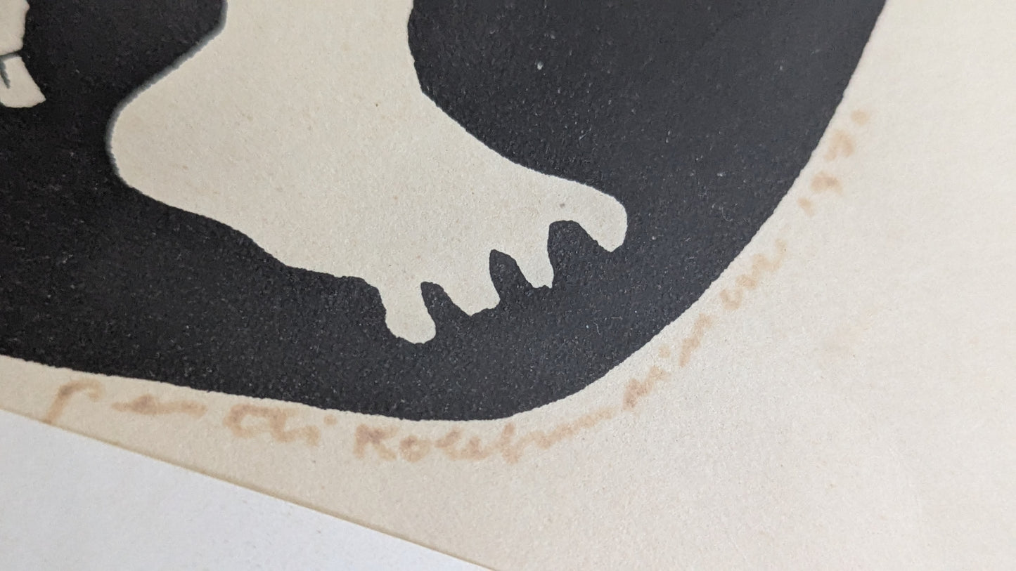 Pertti Kolehmainen - Laiskuri (Signeerattu Puupiirros, 1970)