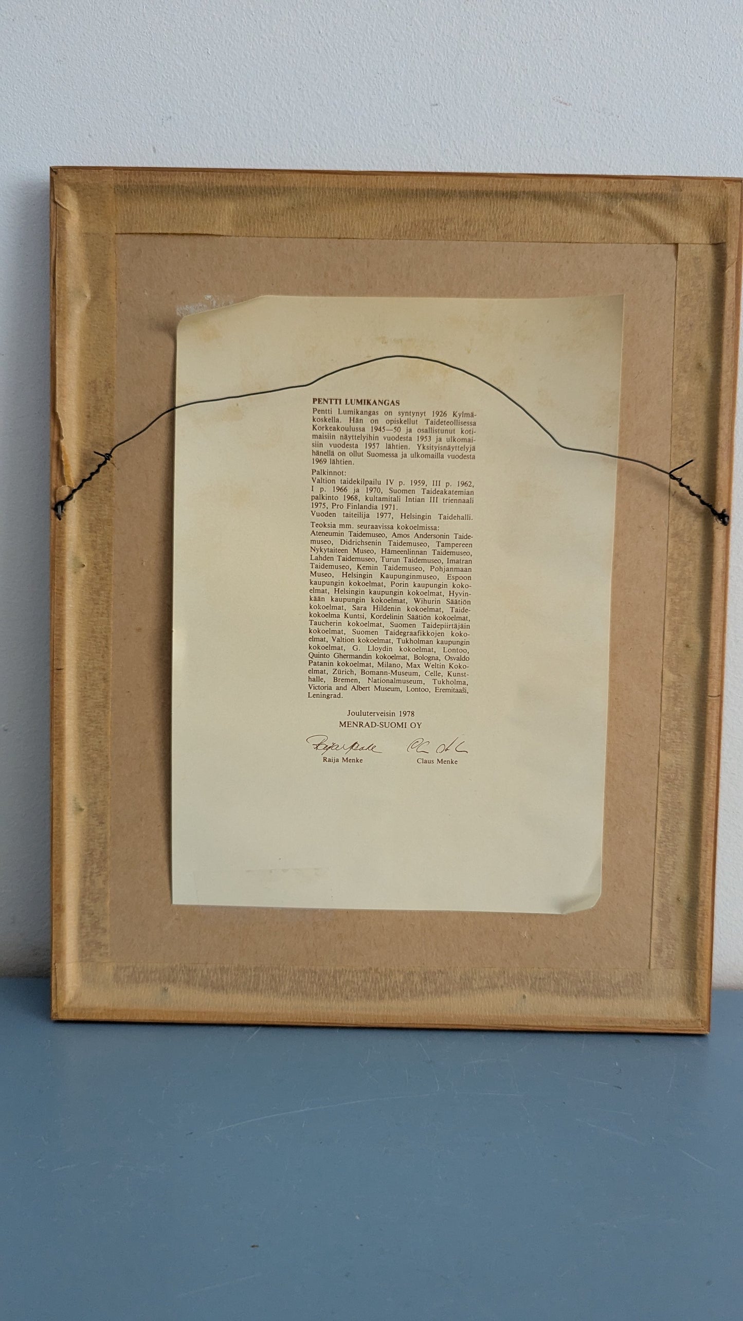 Pentti Lumikangas - Signeerattu Grafiikka (1978, Menrad Suomi Oy:lle)