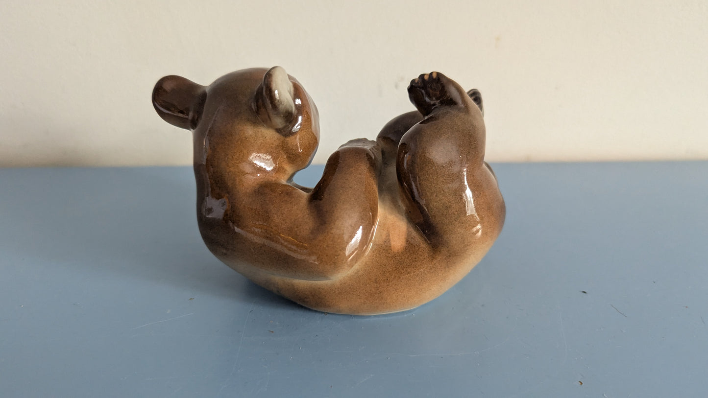 Lomonosov - Leikkivä Karhu Figuuri (1970-luku, Pavel Pavlovic Veselov)