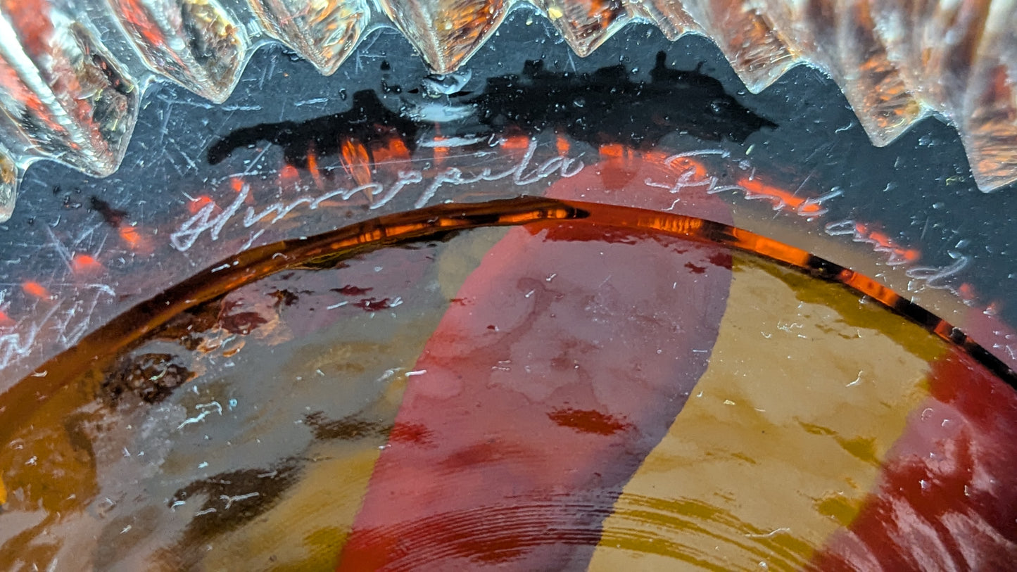 Humppila Revontulet Vati / Tarjoiluvati (Halk. 39cm, Signeerattu Tauno Wirkkala)