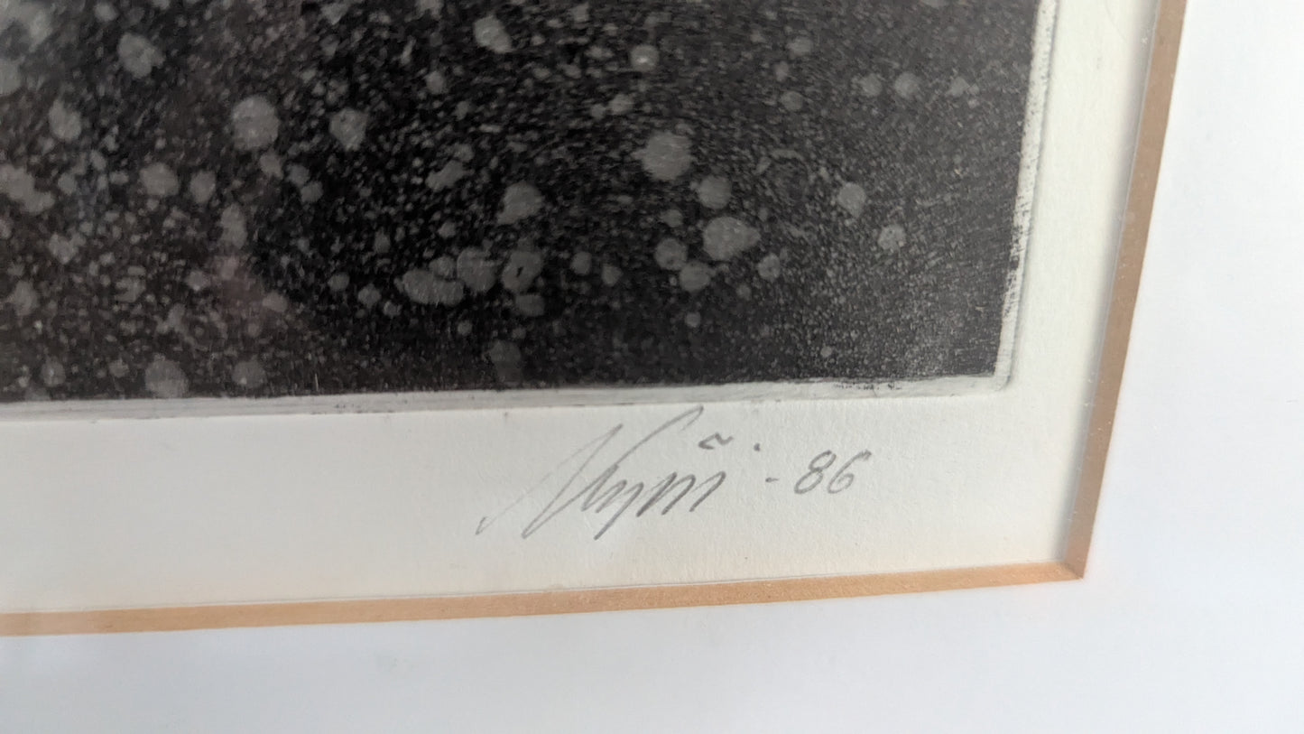 Mies ja Luonto (Signeerattu Grafiikka 1986)