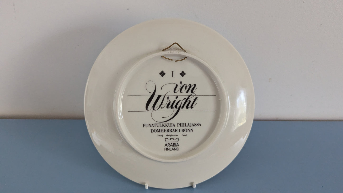 Arabia Punatulkkuja Pihlajassa Seinälautanen Nro 1 (Ferdinand von Wright)