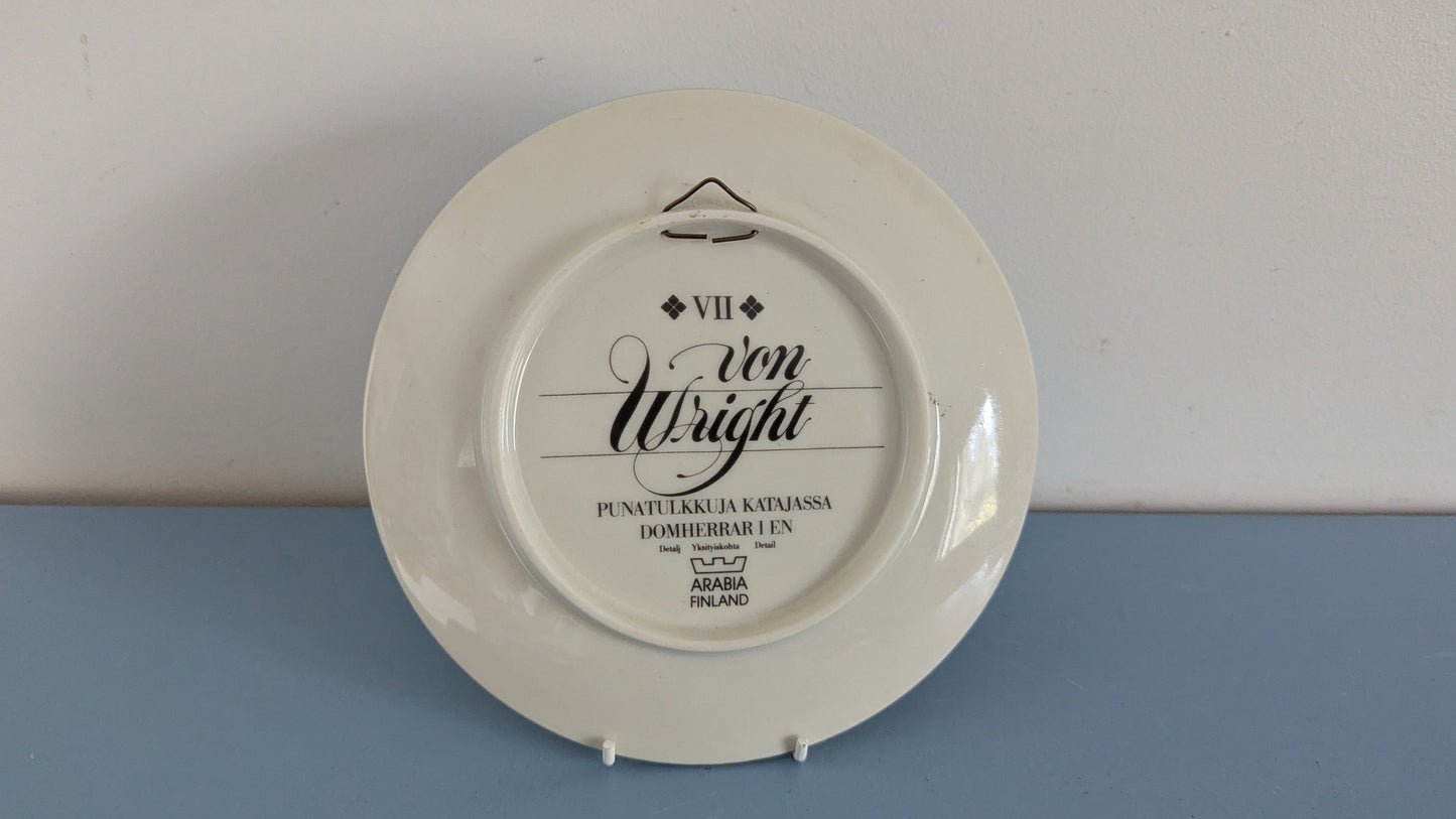 Arabia Punatulkkuja Katajassa Seinälautanen Nro 7 (Ferdinand von Wright)