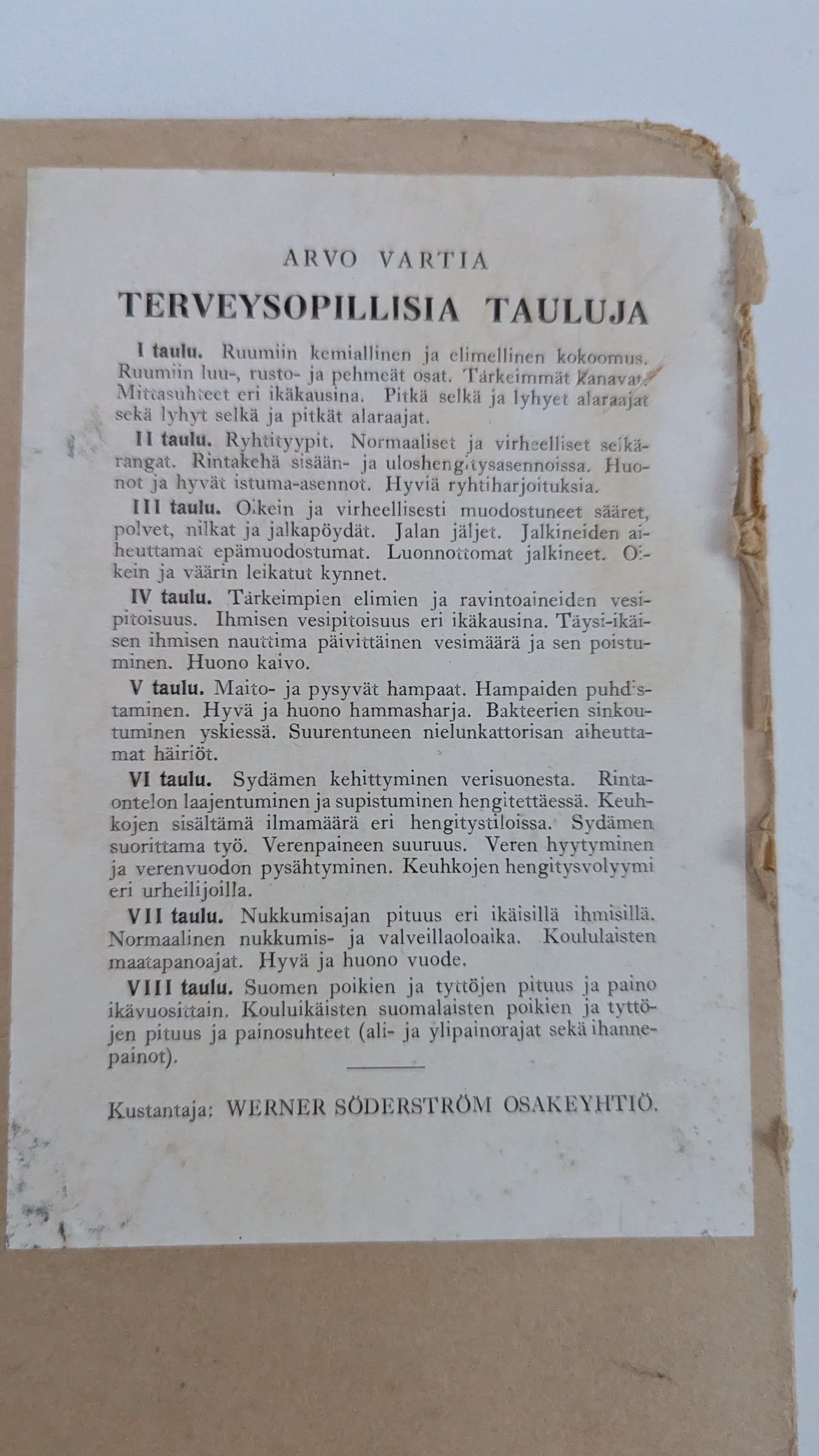 Opetustaulu - Terveysopillisia Tauluja I (Arvo Vartia)