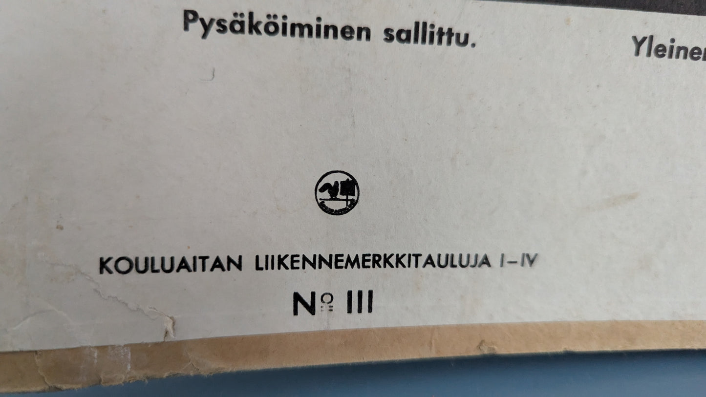 Opetustaulu - Kouluaitan Liikennemerkkitauluja No III (1938)
