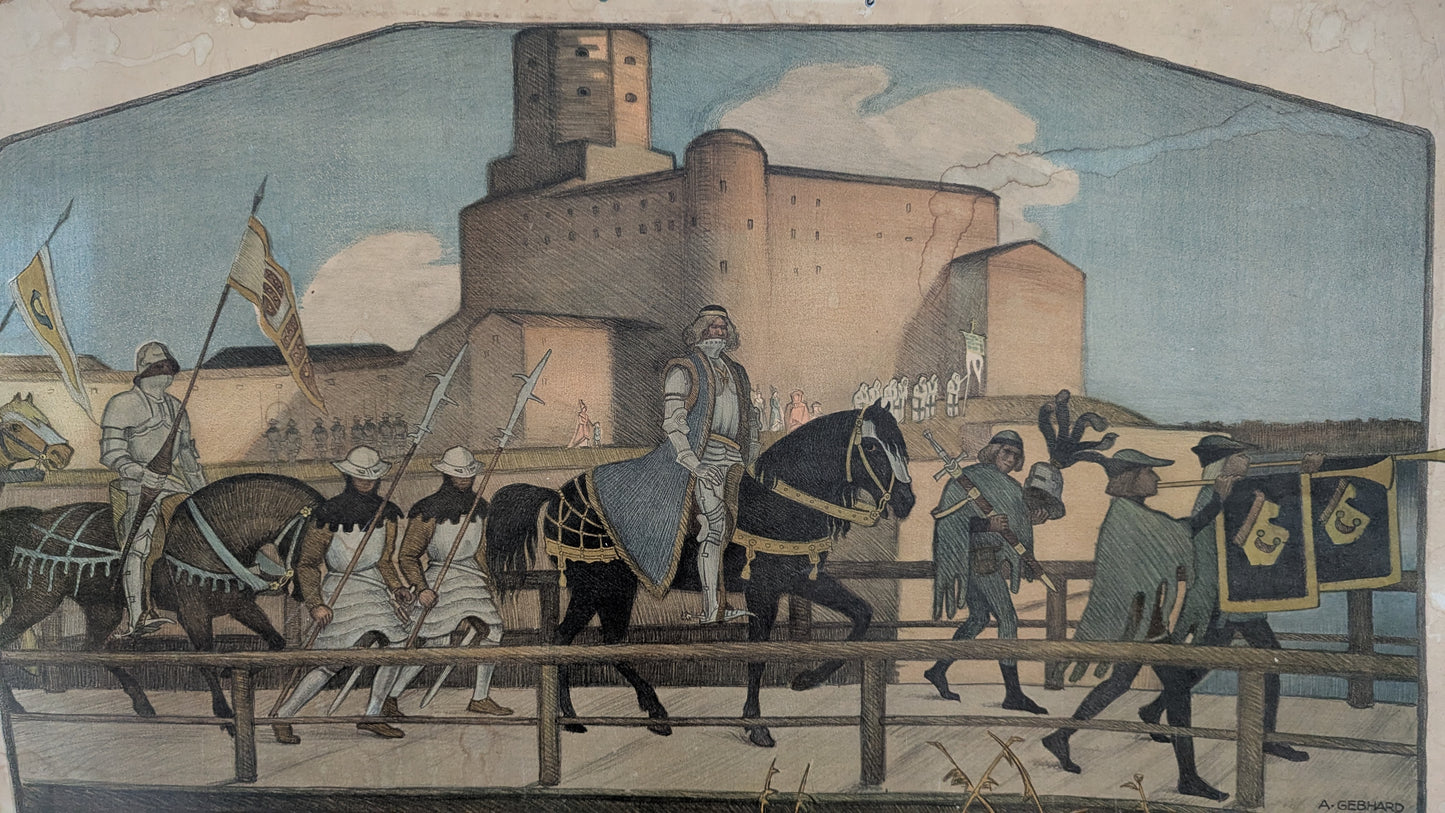 Opetustaulu - Kaarle Knuutinpoika Lähdössä Viipurin Linnasta (Albert Gebhard)