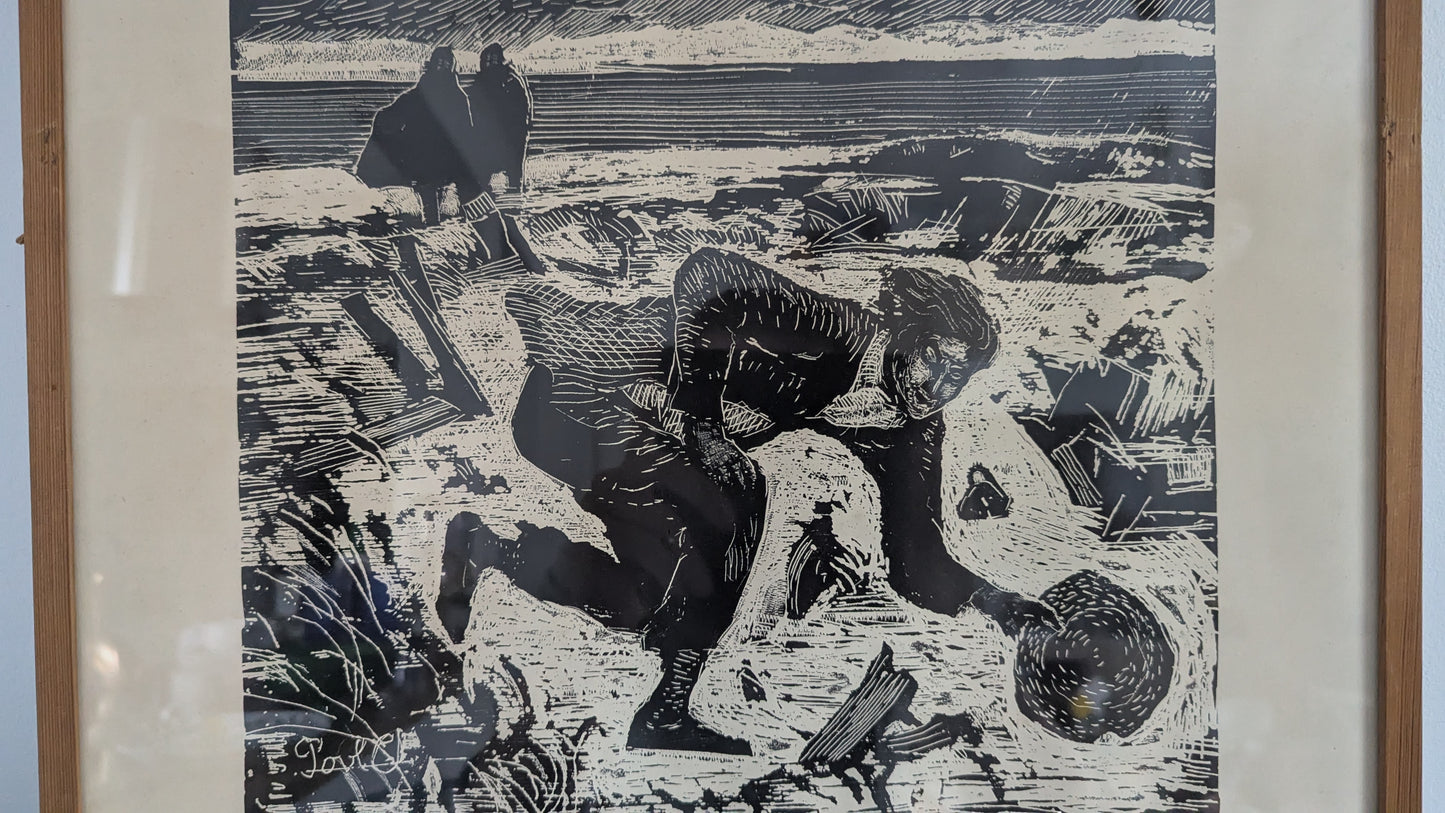 Povl Christensen - Laattasigneerattu Puupiirros