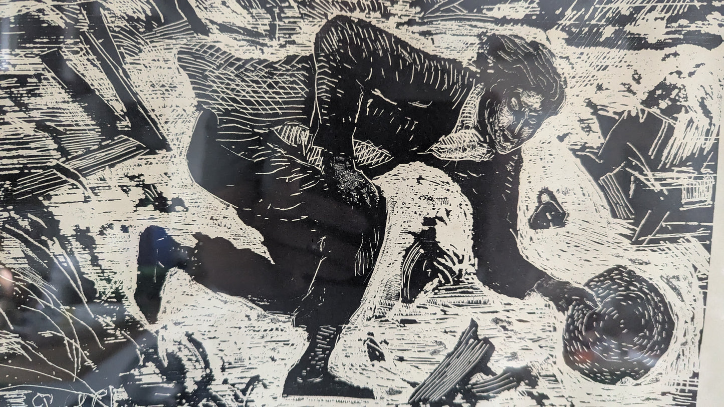 Povl Christensen - Laattasigneerattu Puupiirros