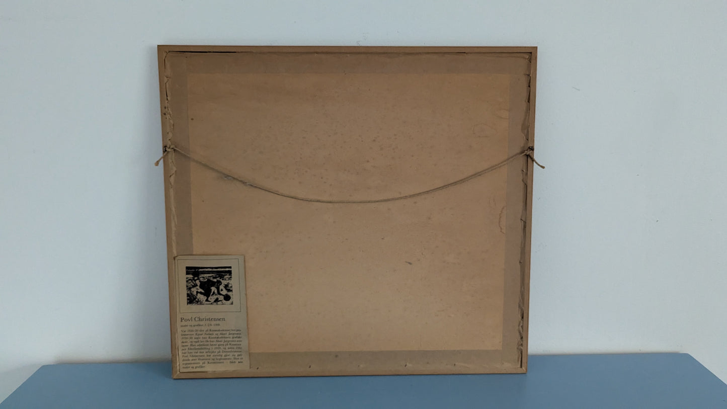 Povl Christensen - Laattasigneerattu Puupiirros