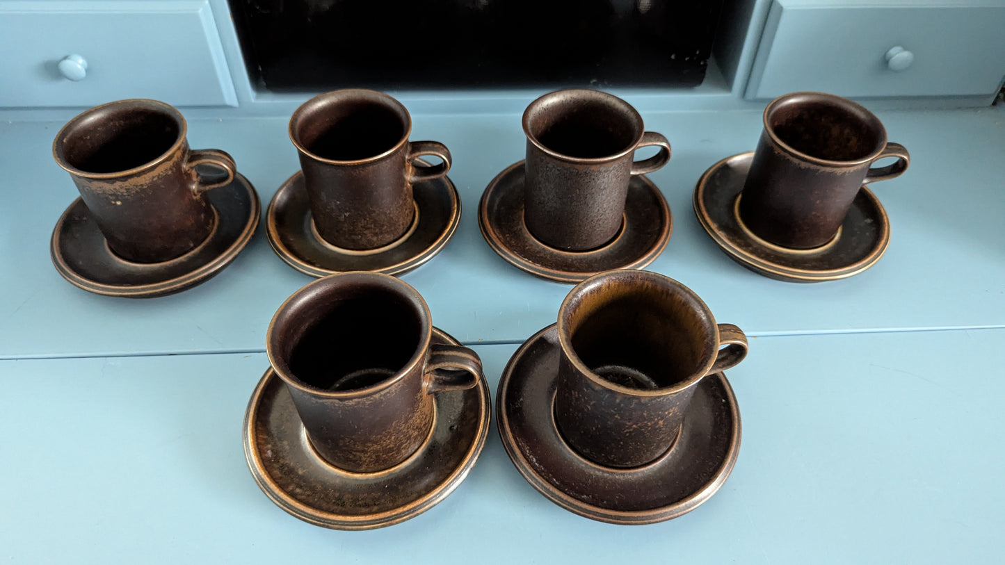 Arabia Ruska Kahviastiasto Kuudelle Hengelle (12-osaa, 1960-1999, Ulla Procope)