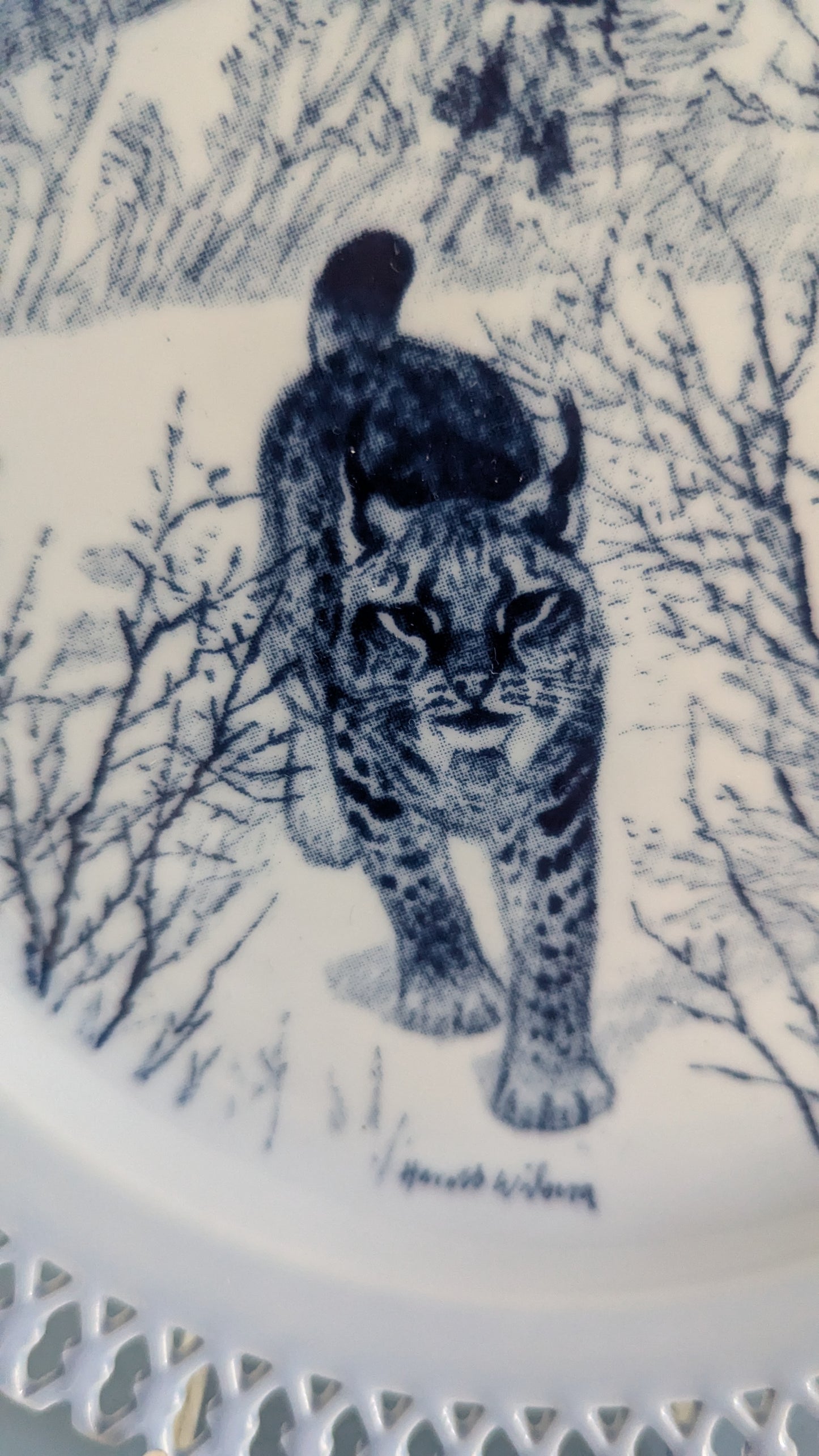 Bing & Grondahl Eläimiä Aamunkoitteessa - Ilves Seinälautanen (Harald Wiberg)