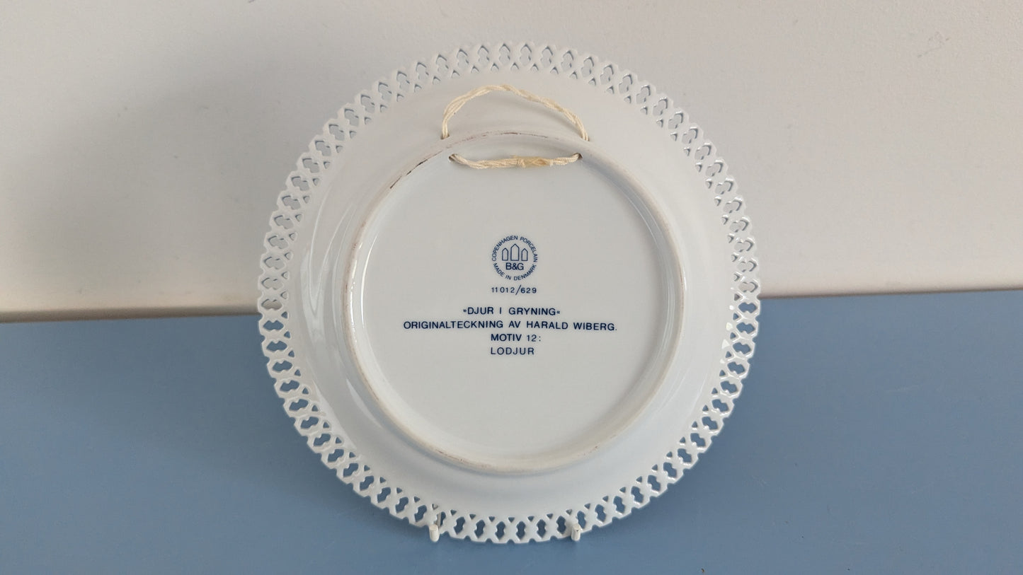 Bing & Grondahl Eläimiä Aamunkoitteessa - Ilves Seinälautanen (Harald Wiberg)