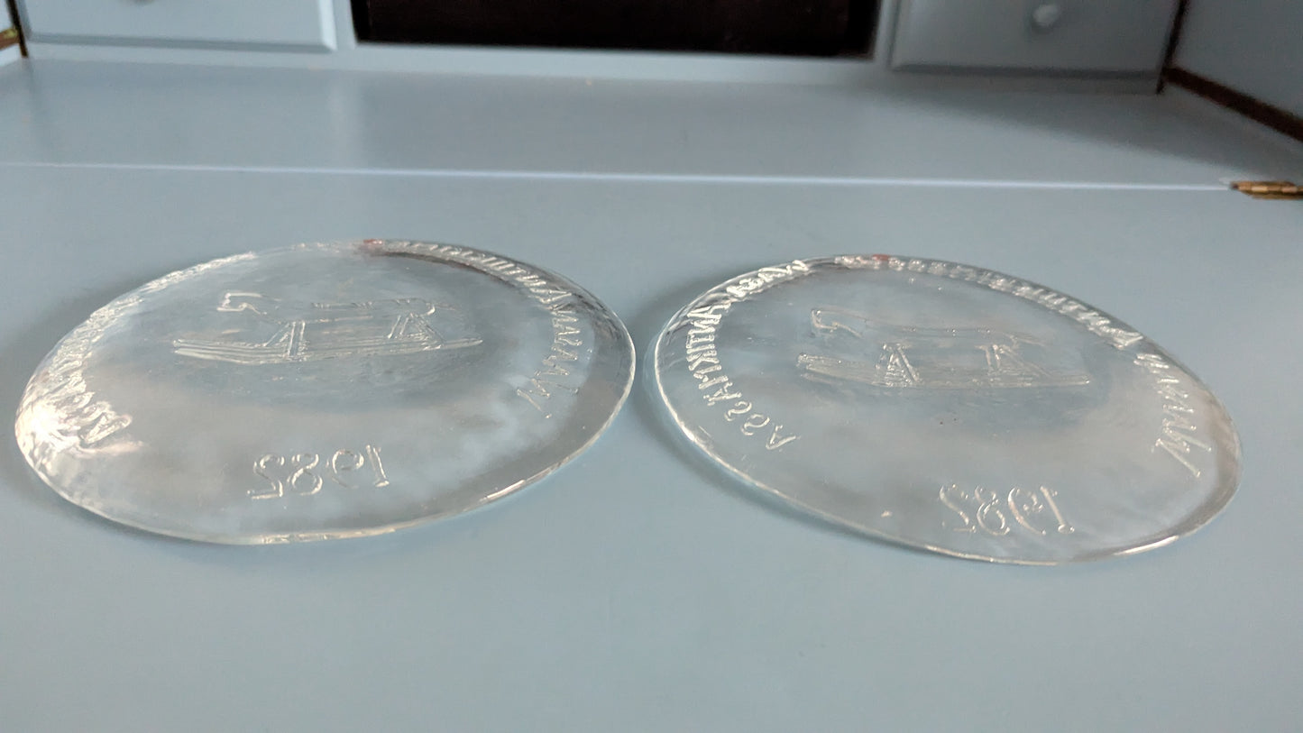 Ilmajoen Lasi - Waasan Antiikkimessut 1982 Leipälautanen / Leivoslautanen (2kpl)