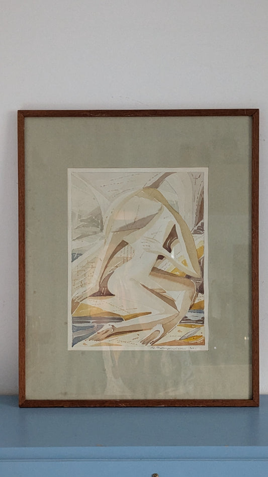 Signeerattu Akvarellimaalaus Vuodelta 1960