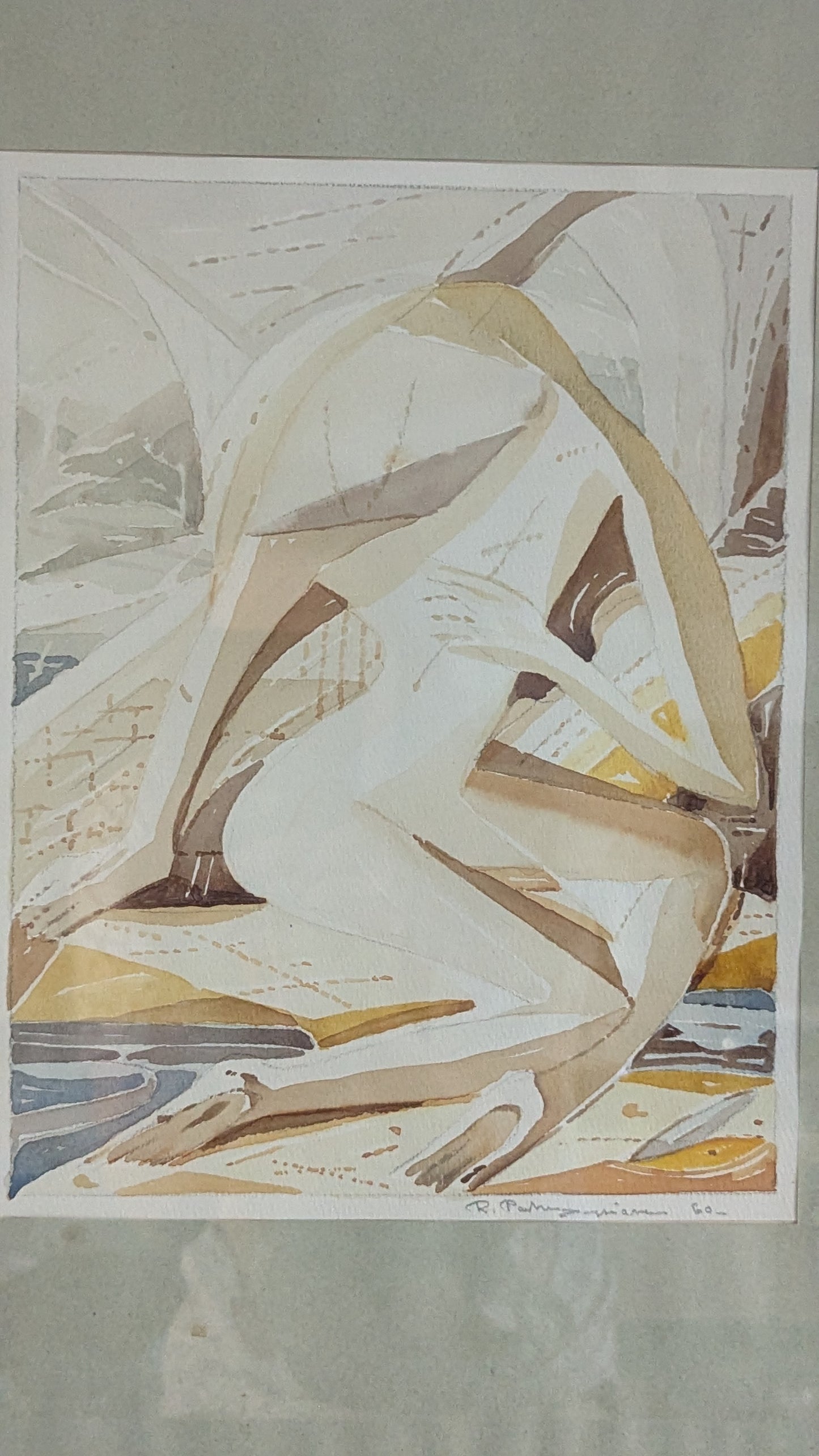 Signeerattu Akvarellimaalaus Vuodelta 1960