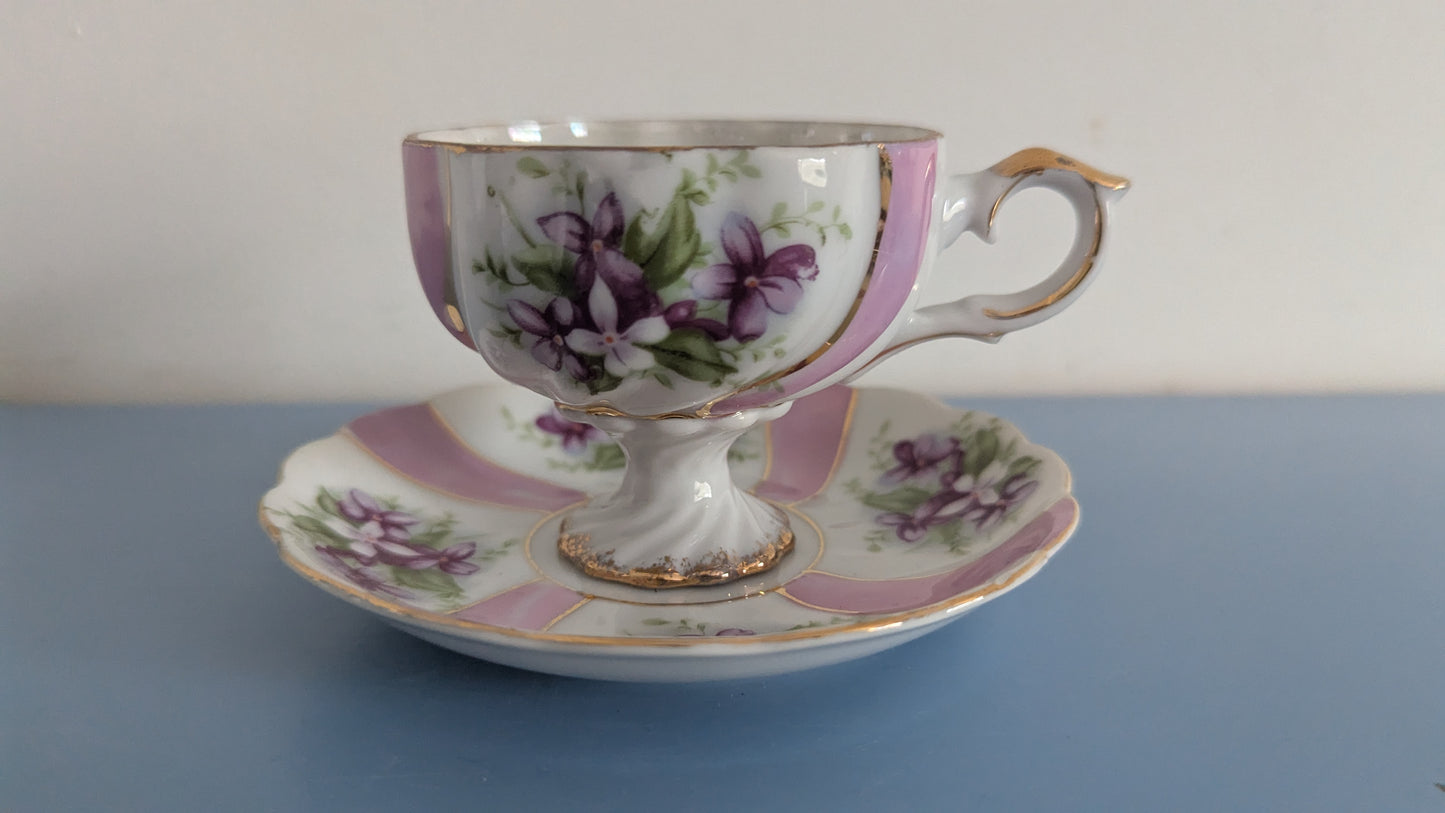 Japanilainen Kukkakoristeltu ja Hohtomaalattu Kahviastiasto Viidelle Hengelle