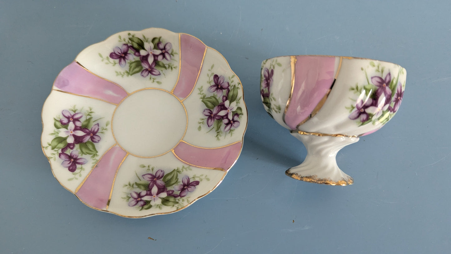 Japanilainen Kukkakoristeltu ja Hohtomaalattu Kahviastiasto Viidelle Hengelle