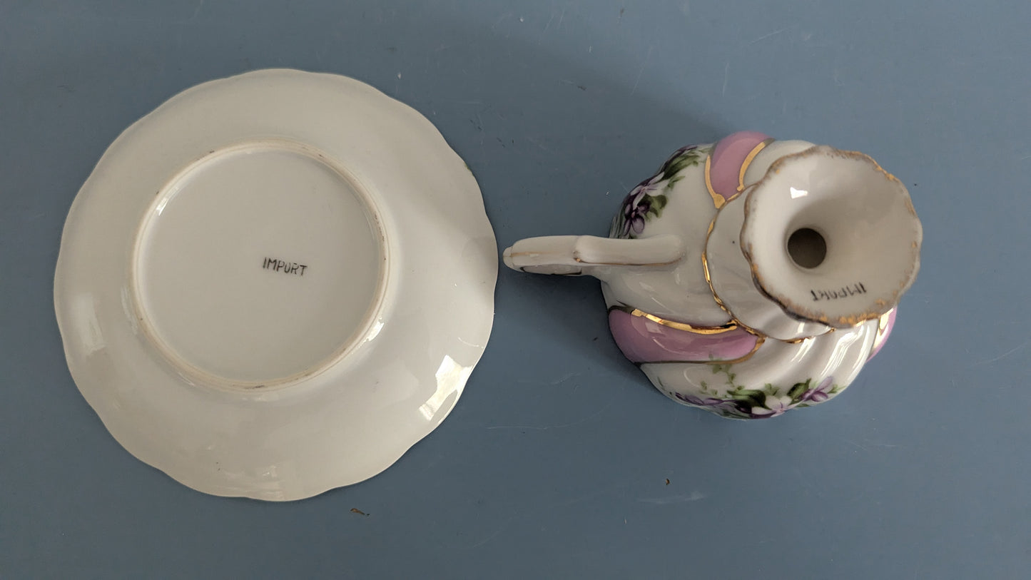 Japanilainen Kukkakoristeltu ja Hohtomaalattu Kahviastiasto Viidelle Hengelle