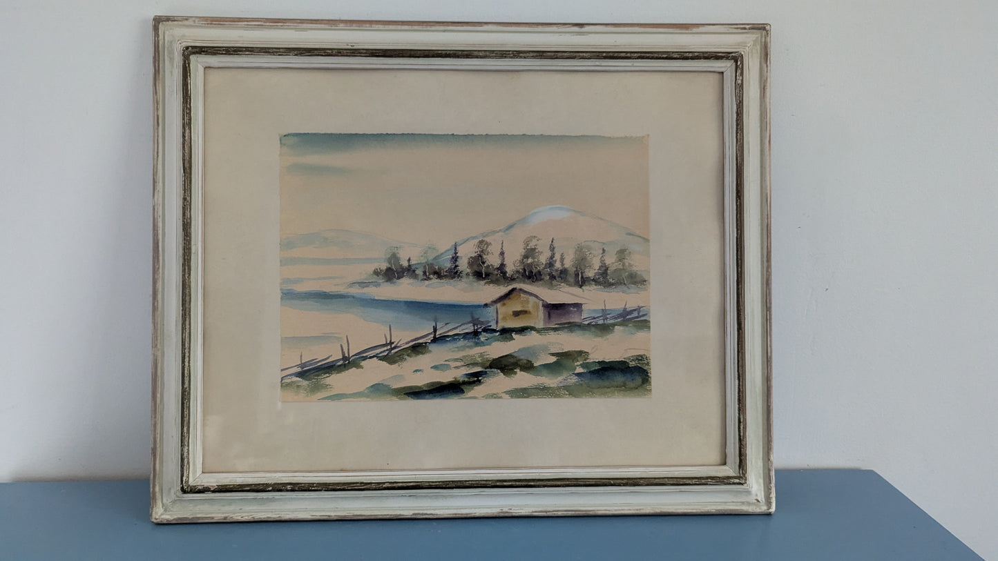 Signeerattu Akvarellimaalaus (Korkeus: 42.5cm, Leveys: 53cm)