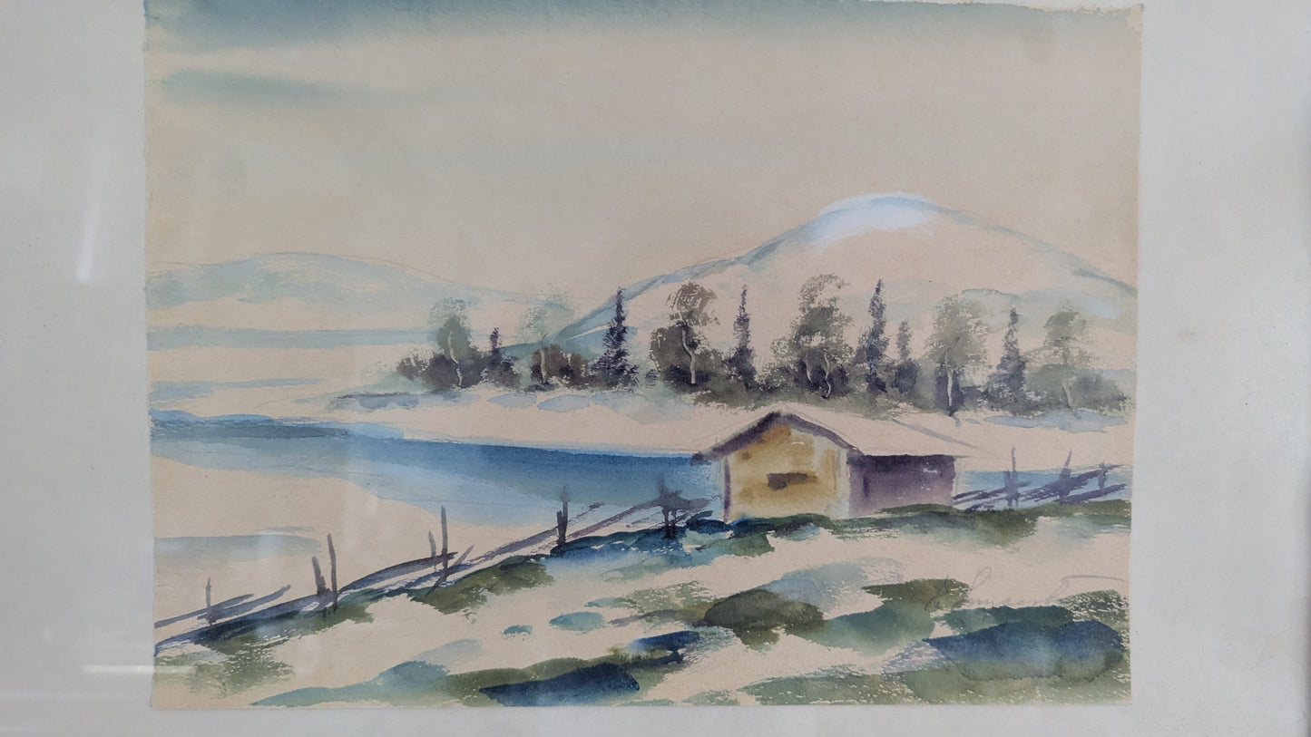 Signeerattu Akvarellimaalaus (Korkeus: 42.5cm, Leveys: 53cm)