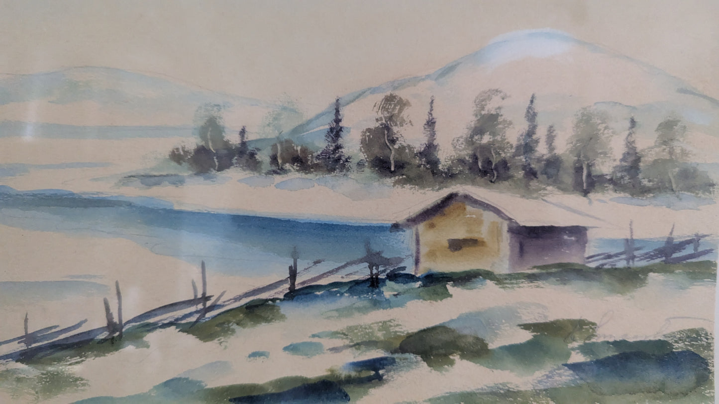 Signeerattu Akvarellimaalaus (Korkeus: 42.5cm, Leveys: 53cm)