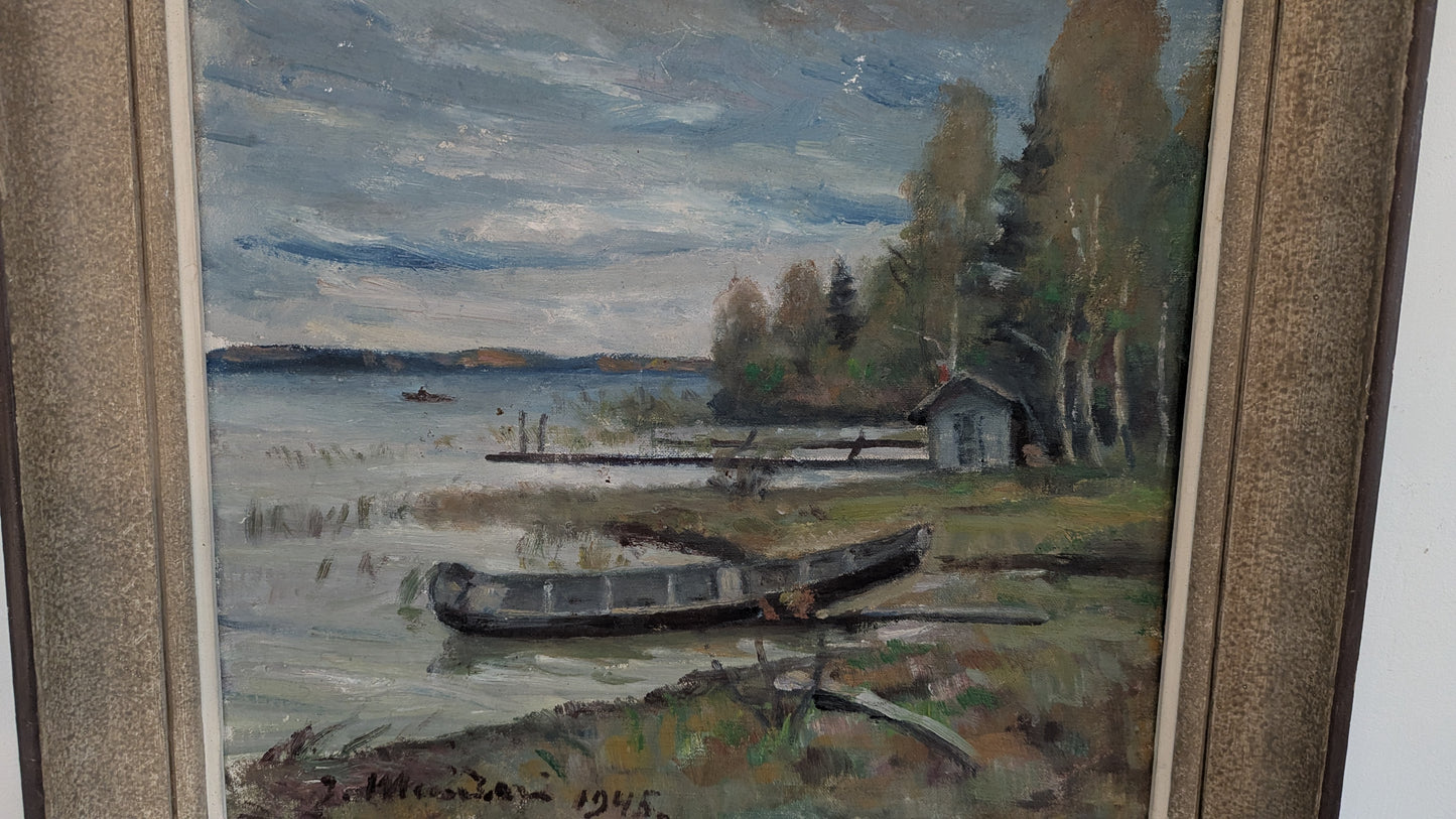 Janne Muusari - Signeerattu Öljyvärimaalaus (1945)