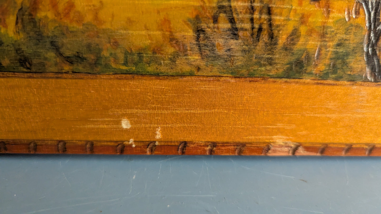 Sven Edwin Ritvall - Orrlek (Signeerattu, Puulle Tehty Pyrografia / Akvarelli)