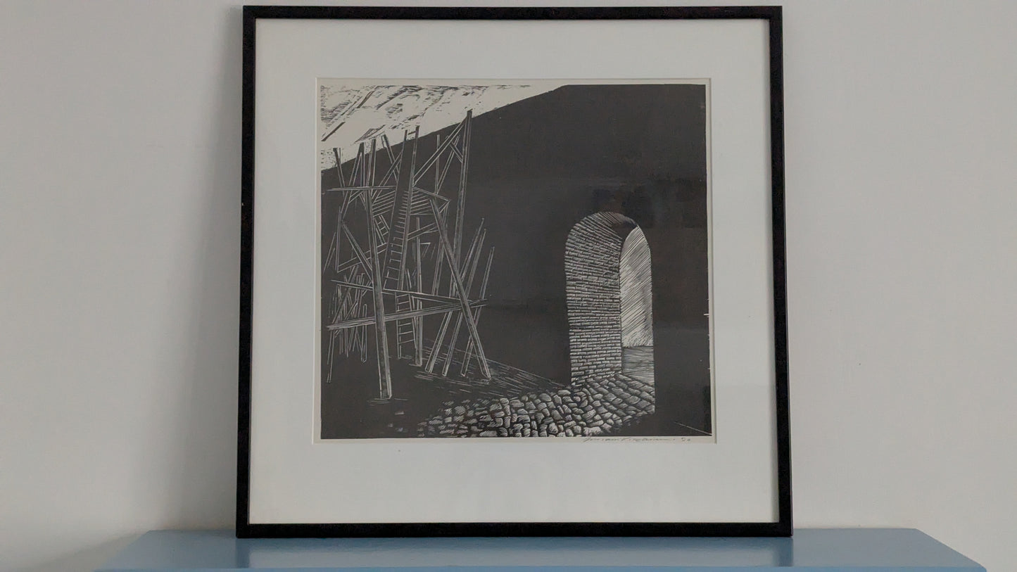 Juhani Vikainen - Signeerattu Puupiirros (1990)