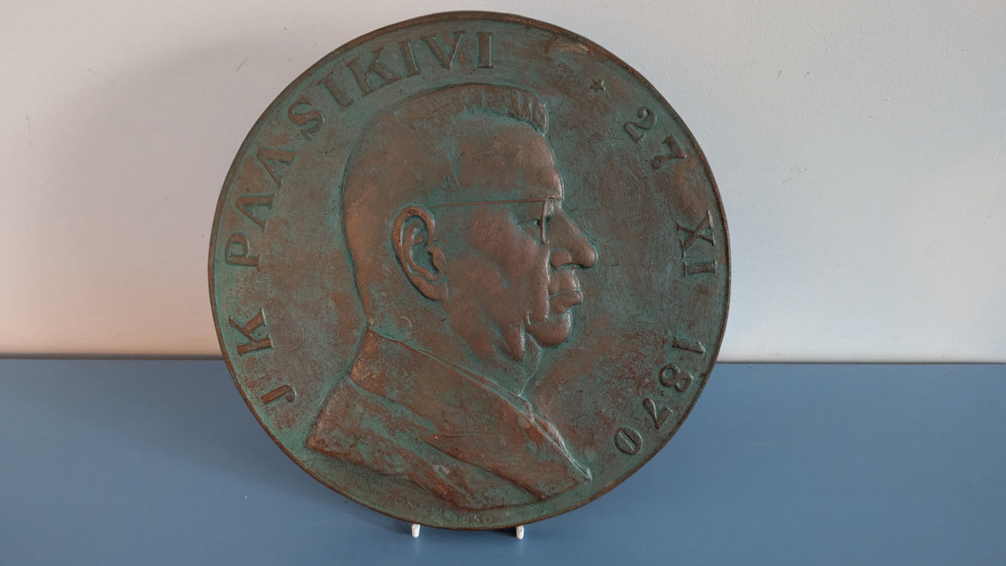 Aarre Aaltonen - J. K. Paasikivi Kipisitaulu / Reliefi (1950, Signeerattu)