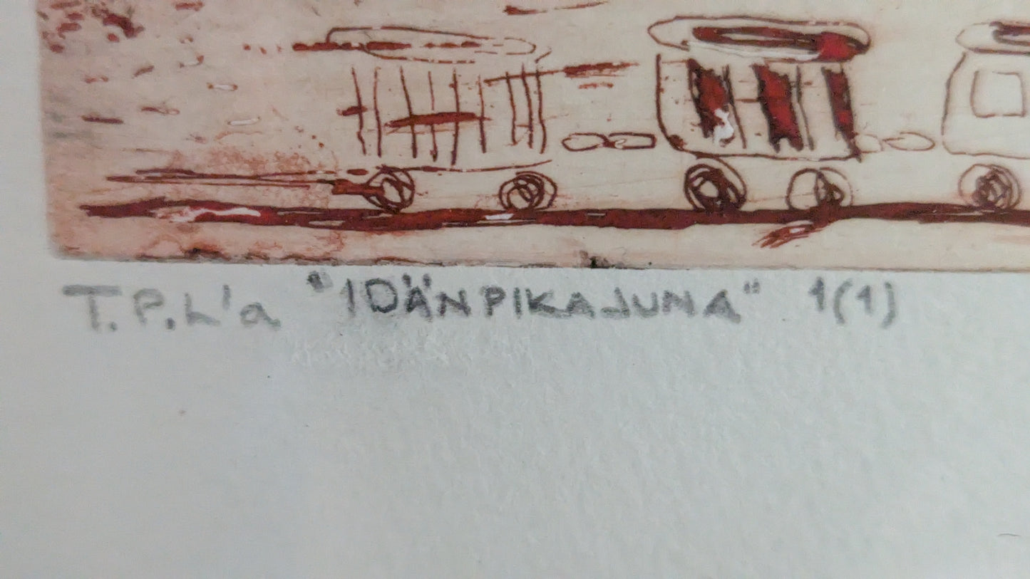 Sanna Kuokka - Idänpikajuna (Signeerattu Monotypia 2003)
