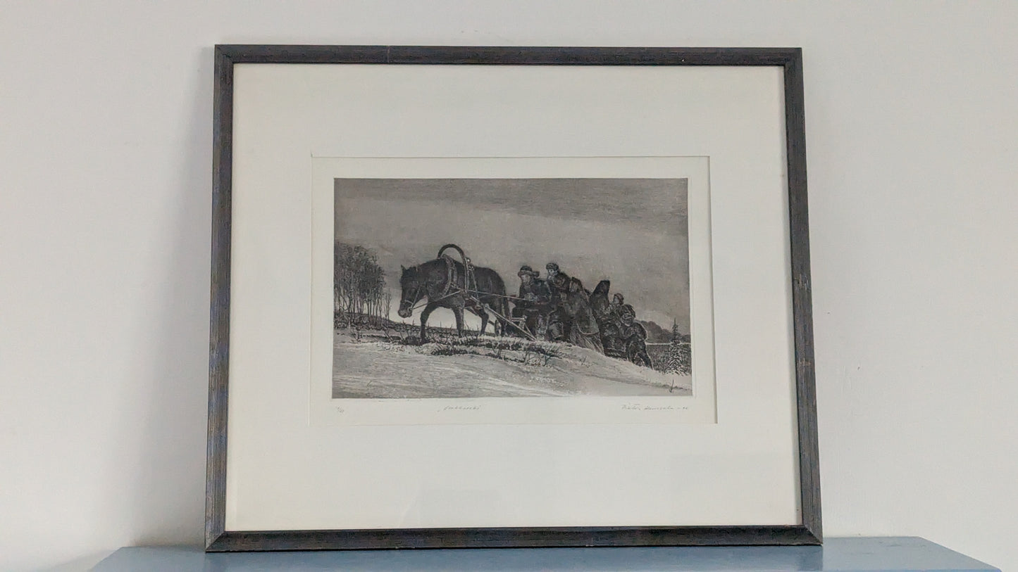 Viktor Kuusela - Evakkoreki (Signeerattu Etsaus 1990)