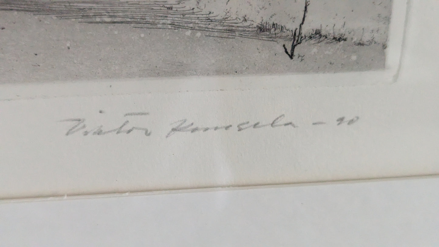 Viktor Kuusela - Evakkoreki (Signeerattu Etsaus 1990)