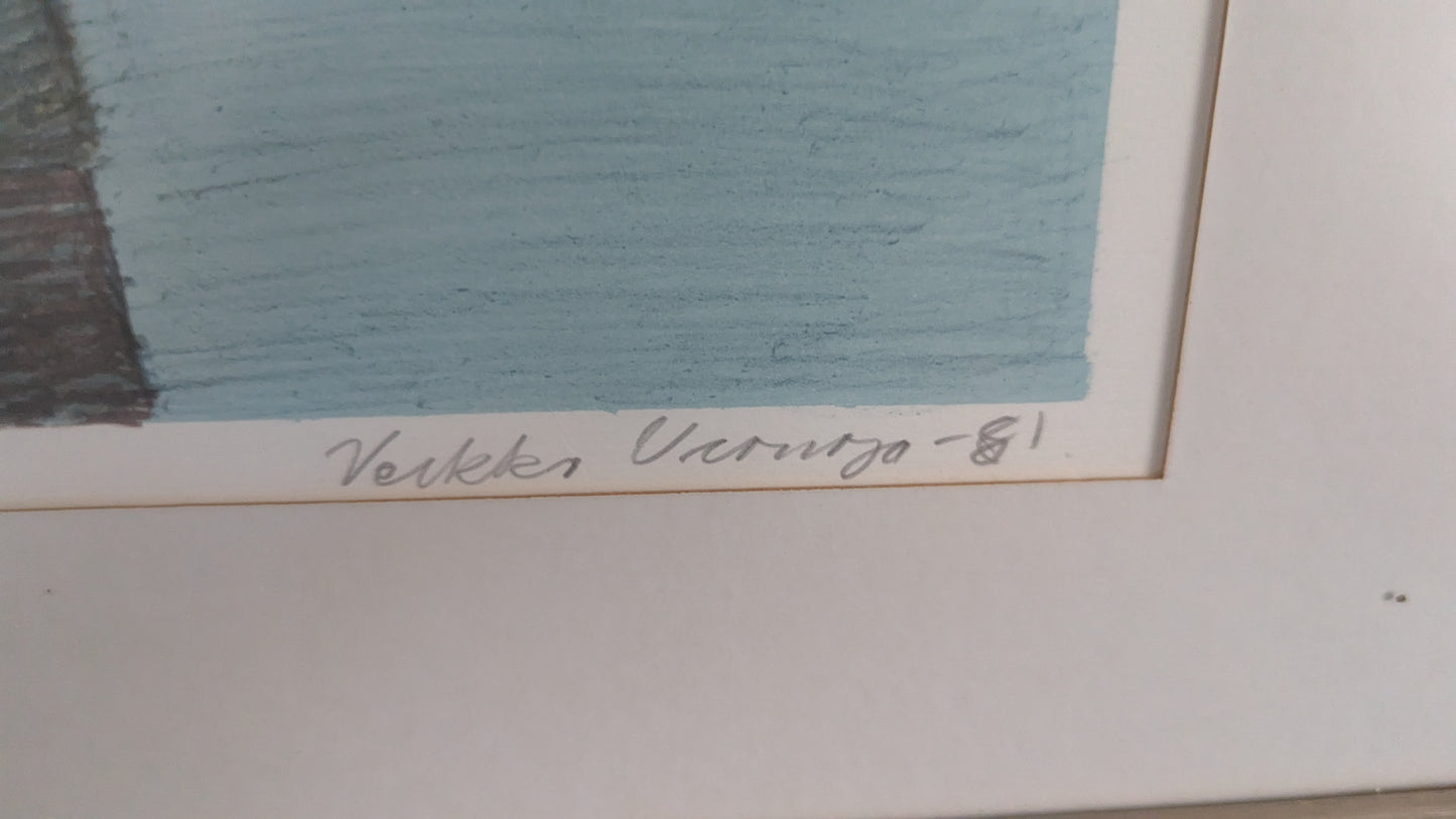 Veikko Vionoja - Talvinen Piha (Signeerattu Litografia 11/90, 1981)